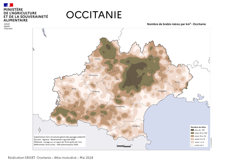 Image 1 : Nombre de brebis mère au km²