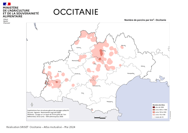Image 3 : Nombre de porcins au km²