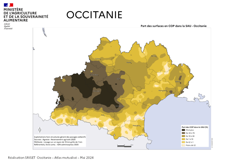 Image 1 : Part des surfaces en céréales, oléagineux, protéagineux dans la SAU